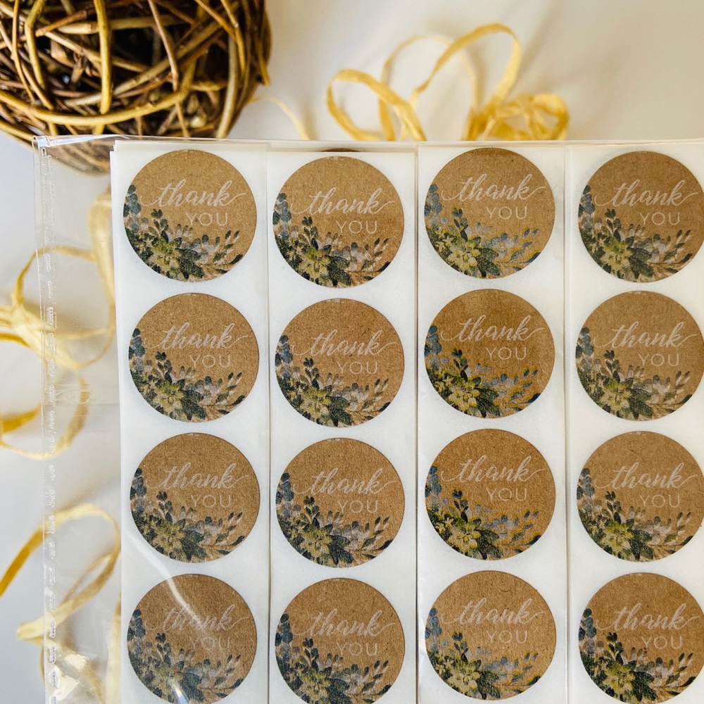 200 Kraft Paper Thank You Stickers